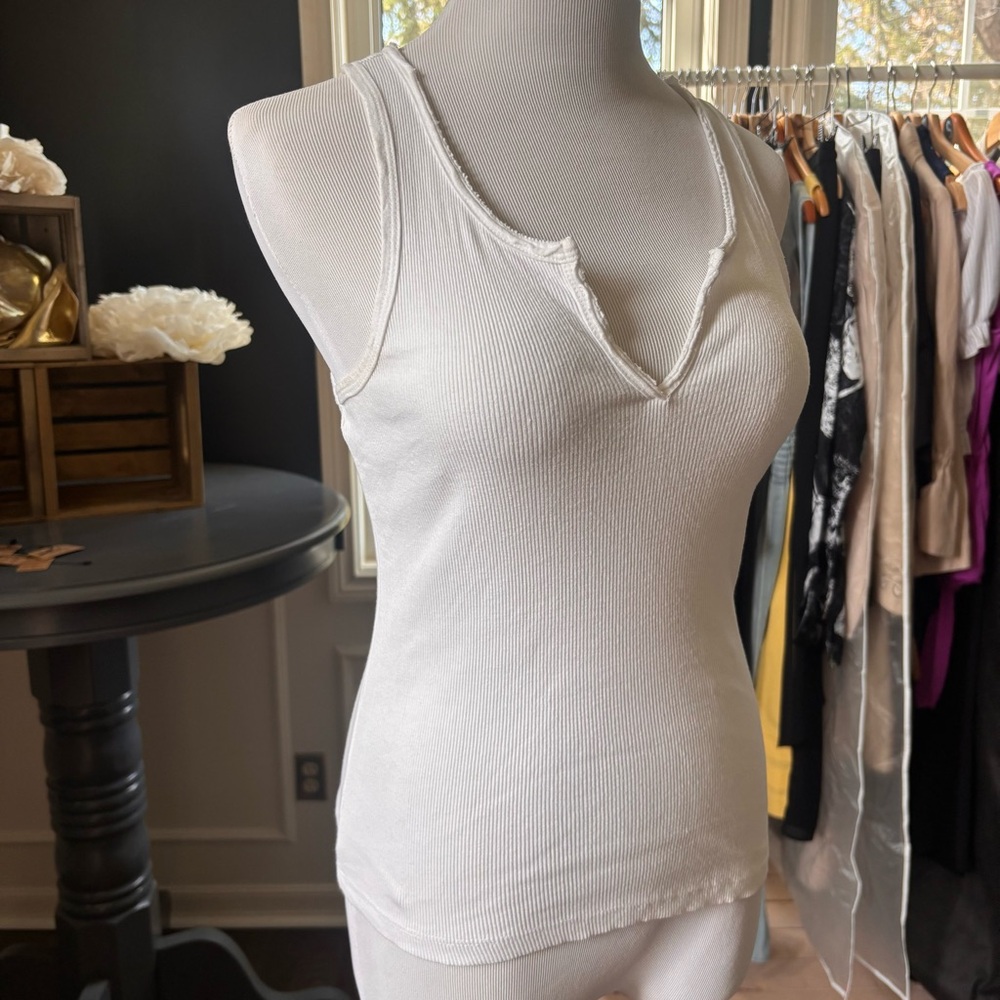 White Ribbed Tank Top